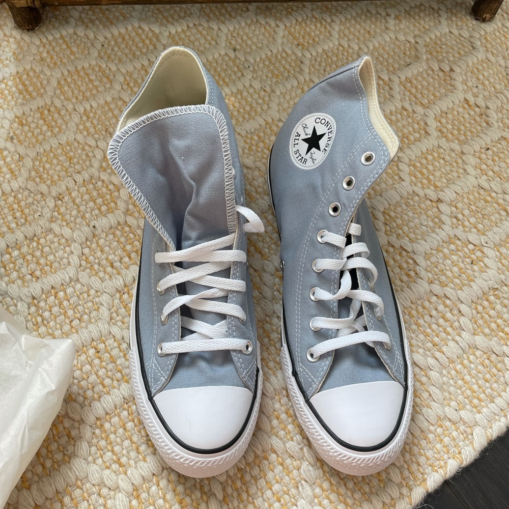 NWOT Pale blue converse high tops